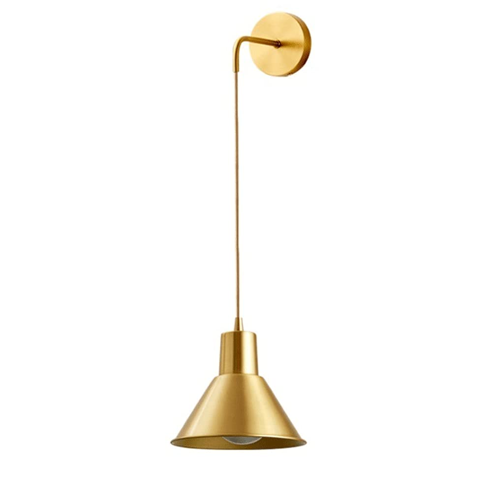 OLSKFUH Brass Hanging Wall Light With Horn Shade Wall Sconce, E27 Outlet, Industrial V-Intage Copper Wall Lamp, V-Intage Decorative Lighting Fixture, Antique Adjustable Height Sc,