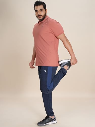 Image of TECHNOSPORT Men's Melange Slim Fit Techno Dry Trackpants Drawstring 2-Pocket Polyester Joggers for Gym Running Workout UPF50+ Anti Odour