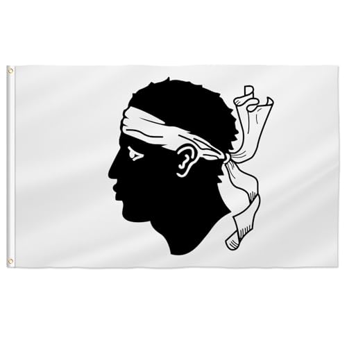 PTEROSAUR Bandera de Córcega, banderas de Córcega con ojales de latón, decoración interior y exterior (Córcega, 2 x 3 pies)