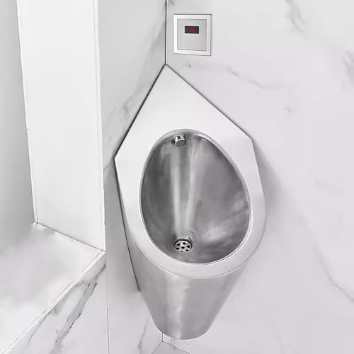 iumLeap 304 Stainless Steel Urinal, Wall Mounted Corner Urinal, Intelligent Induction Design, Household/Commercial Men's Adult Urinal, Urinals for Spill Proof, for Use in Small Space