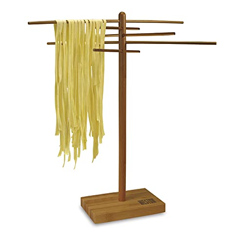 Weston Bamboo Pasta Drying Rack (53-0201), 10 Drying Arms, 16' Tall, 14' Wide, Stores Flat