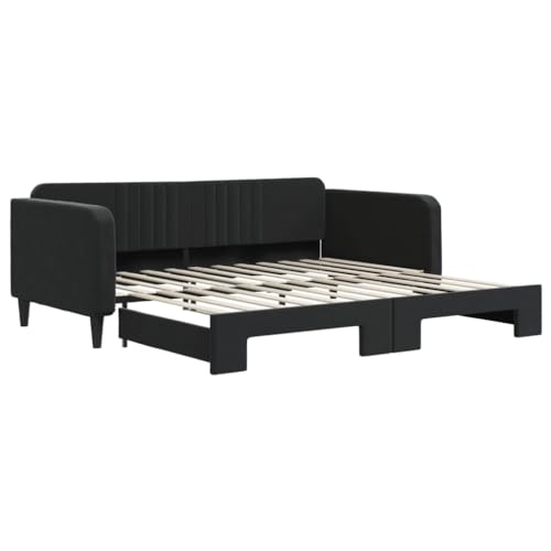 vidaXL Divano Letto con Letto Estraibile Nero 100x200 cm in Velluto, Divano Letto, Letto a Scomparsa, Divano Letto Imbottito, Letto da Giorno