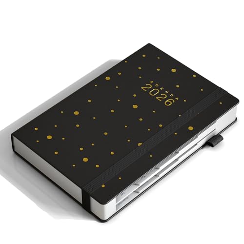 KaKa Dragon Kalender 2026 Terminplaner Buchkalender Agenda Deutsches Tagebuch Planer A5 Terminplaner 1 Tag 1 Seite mit Monatsregistern (416 Seiten) Hardcover (Black)