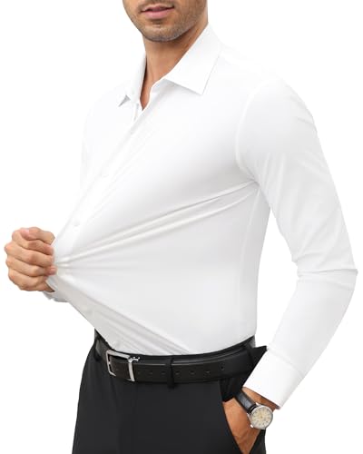 Men's 4-Way Stretch Dress Shirts Long Sleeve Wrinkle Free Slim Fit Business Casual Button Down Shirts for Men2