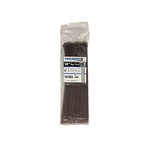 Kable Kontrol Brown Zip Ties 14 Inch 500 Pcs, 50 Lbs Tensile Strength, Self-locking Nylon Colored Cable Ties Wire Wraps for Indoor or Outdoor Use