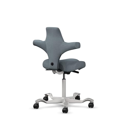 Image of HAG Capisco Sit to Stand Chair-Silver Frame-Upholstered Dark Gray