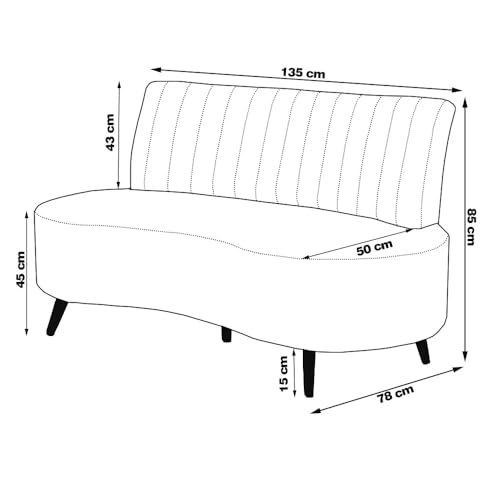 Sofá Living Decorativo 2 Lugares 1,35M Katara Cinza Claro Linho G33 - Gran Belo