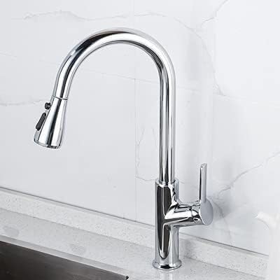 Robinet de cuisine extractible avec jet orientable et mitigeur rotatif bicolore
