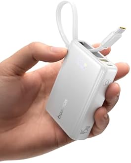 Baseus Power Bank, Picogo 10000mAh 45W 3-Output Portable Charger with Built-in USB-C Cable, PPS/PD QC Fast Charging External Battery Pack for iPhone 17/16/15/14/13 Series, Samsung S25 S24 Google iPad