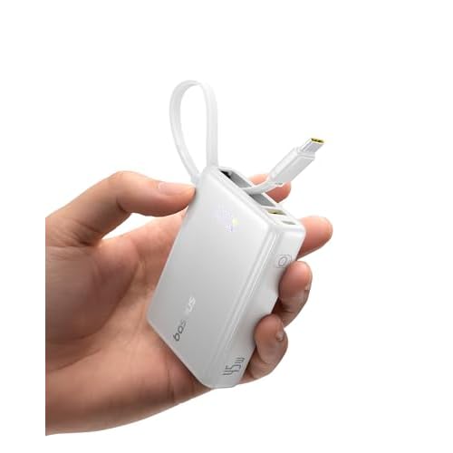 Baseus 20000mAh Compact Portable Charger 45W, CCC Certified Power Bank Built-in USB-C Cables, Travel Essential PD Fast Charging Battery Pack for iPhone 17/16 Series Galaxy S25/S24 Ultra Goog