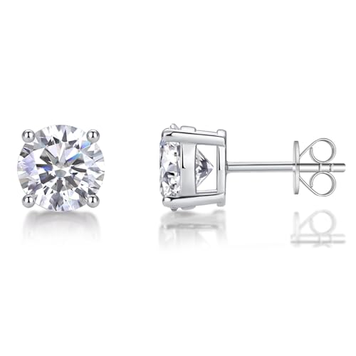 Paton 925 Sterling Silver Moissanite Stud Earrings for Women - Sparkling Cartilage Earring, Diamond Like Earrings, Helix Piercing Jewelry Earrings, Round/Square Small Stud Earrings for Women Men