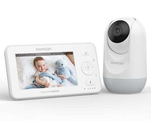 Momcozy Video Baby Monitor, 4.3" HD Baby Monitor with Camera and Audio Split Screen, No WiFi, IR Night Vision Long Battery Life 2-Way Audio VOX Pan/Tilt Zoom Lullabies Temperature Sensor Easy Setup