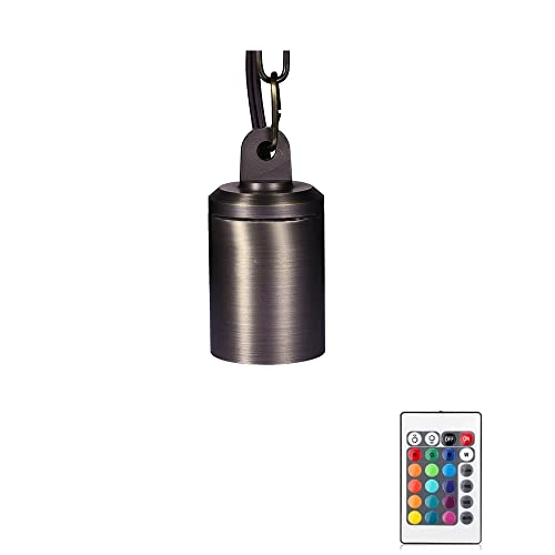 Makergroup Color Changing Outdoor Pendant Light, 12V Low Voltage Hanging Light, Ip67 Landscape Brass Spotlight With Remote Control Rgb Mr16 Led Bulb, Warm White+15 Colors Options, 4-Level Brightness #TOP13