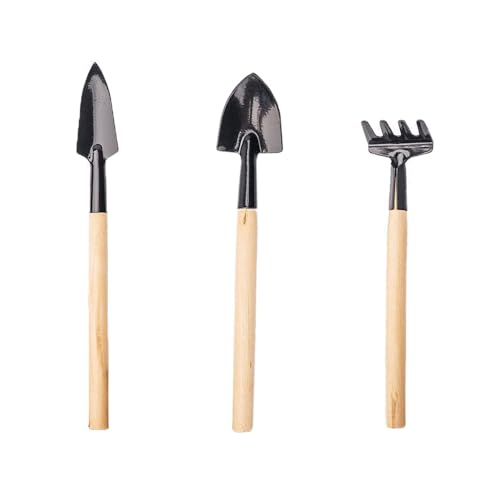 Mini Gardening Tools Kits, 3 Piece Floral Plant Indoor Potting Tools Small Iron Shovel Trowel Rake Hand Tools Set for Succulent Cultivation Bonsai Gardening