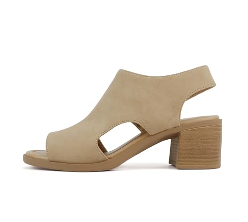 Image of CITYCLASSIFIED inchElect inch ~ Women's Peep Toe Laser Cut Geometric Caged Slingback Ankle Strap Low Stacked Heel Ankle Bootie