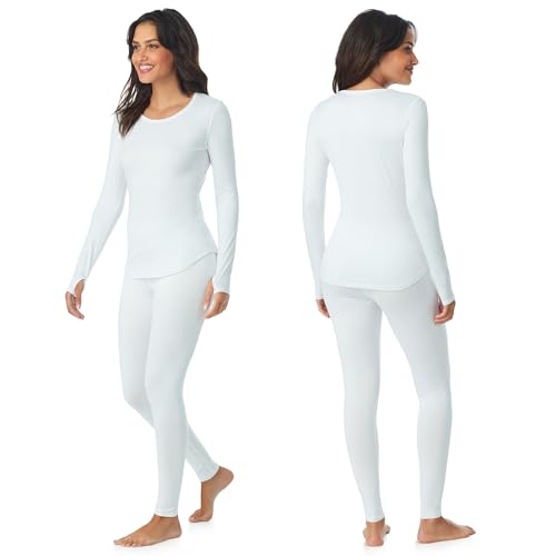 Image of Cuddl Duds Lightweight 2 Piece Active Base Layer Matching Sets for Women | Everyday Activewear, Long Sleeve Top & Leggings, Gym Workout & Fitness Clothes, Breathable Moisture Wicking Travel Lounge Set
