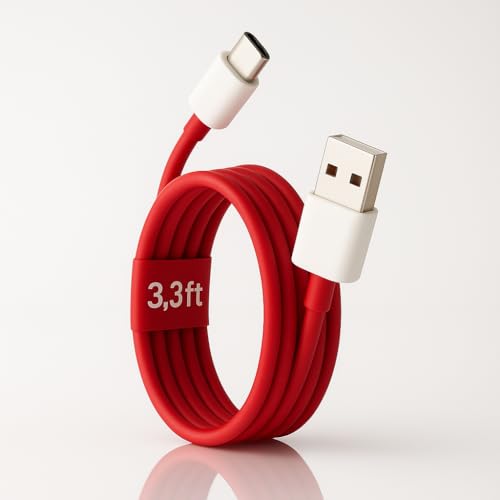 Image of 65W Type C Supervooc Original Charging Cable Compatible with Oneplus 13s /13r /13 /12r /12 /11, 11r /10 /Nord Ce5 /Ce4 /Ce3 /Ce2 /Lite /5G /Nord 5 /4 /3 /2 /Pad 3 /2, Warp /Dash Protocol Support for Device, Red