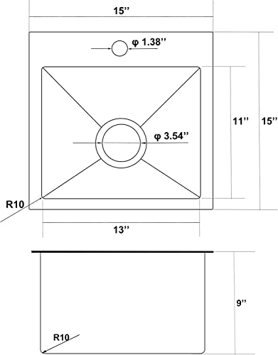 Comllen 15 X 15 Inch Top-Mount Stainless Steel Drop In Bar Sink, Single Basin Small Kitchen Sink For Outdoor Wet Bar Prep Rv Yard Office Laundry Utility With Drain #TOP6