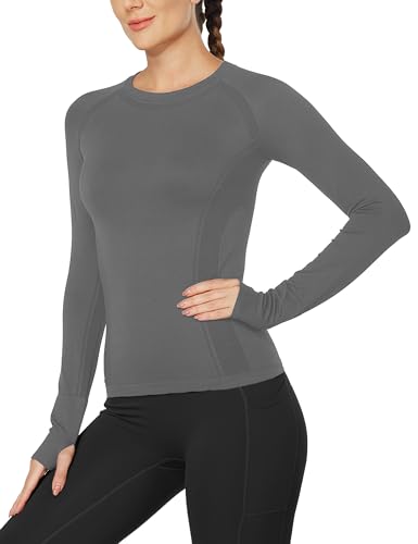 Image of MathCat Workout Shirts for Women Long Sleeve, Workout Tops for Women, Quick Dry Gym Athletic Tops,Seamless Yoga Shirts XS-XL