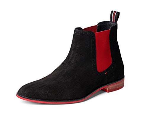 Carlos by Carlos Santana Men's Chelsea Boots, Black Calfskin Suede, 14