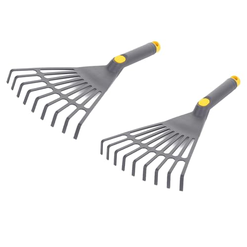 2PCS Hand Rakes 9 Prongs Ergonomic Handle Ideal for Tillage Loose Soil Foliage Gardening Landscaping and Farming Handheld Rakes Comfortable Grip