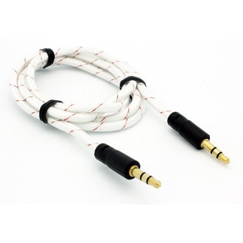 Cable Auxiliar 3.5mm Braided Blanco 1m miniatura 2
