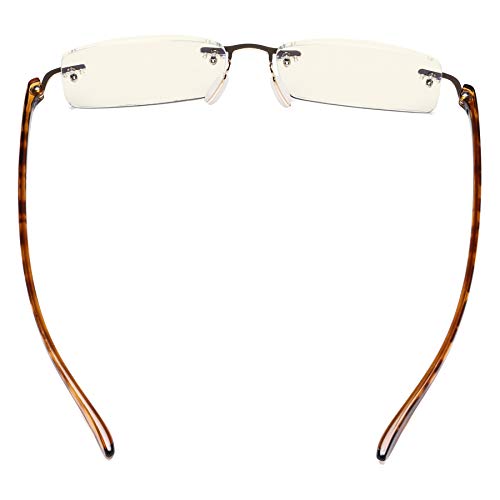 Image of CessBlu Computer Reading Glasses for Men Women Blue Light Filter Anti Glare UV Ray Protection Rimless Reader Eyeglasses