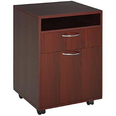 Mobile Storage Cabinet with 2 Drawers & Shelf, Rolling File Cabinet for Under Desk, Brown Office Storage Unit, 24" Tall Rolling Storage Cart, Mobile File Cabinet, Under Desk Storage, Office Organizer