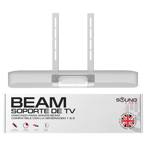 Sound bass Soporte de TV Beam, Compatible con la Montura de Pared Sonos Beam de Primera y Segunda generación para TV, Blanco, Incluye Kit Completo de Hardware, Barra de Sonido Beam