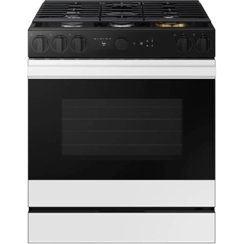 Image of Samsung NSG6DB870012 6 Cu. Ft. Bespoke White Glass Slide-In Gas Smart Range