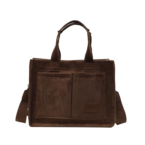 Image of Cherry Tote Bag for Women Canvas Patched Purse Cute Shoulder Bag Multi-Pocket Satchel Handbag for work travel