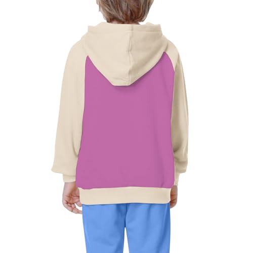 Cute Pink Hoodie for Girls Kids Color Block Trendy Sweatshirts Teen Girls Boys Clothes Y2k Pullover Tops with Pockets4