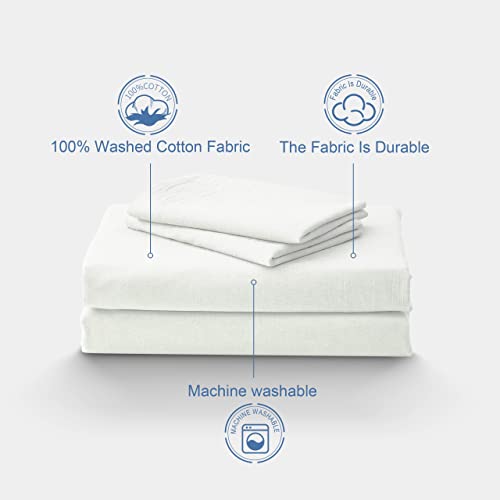 Kakabell Duvet Cover Set 100% Washed Cotton Linen Like Texture Off White 3 Piece Bedding Set King Size,Luxury 1200 Thread Count,With 8 Corner Ties 90X106 Inches(1 Duvet Cover+2 Pillowcases) #TOP5