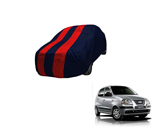 Image of Auto Hub Car Cover Compatible with Hyundai Santroo (Model : 2005-2011) with Mirror Pocket,Triple Stitched, Weather Proof, Santroo Car Cover- Navy-Red