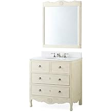 34Cottage Look Daleville Bathroom Sink Vanity w/Matching Mirror Model HF081WP Distressed Cream