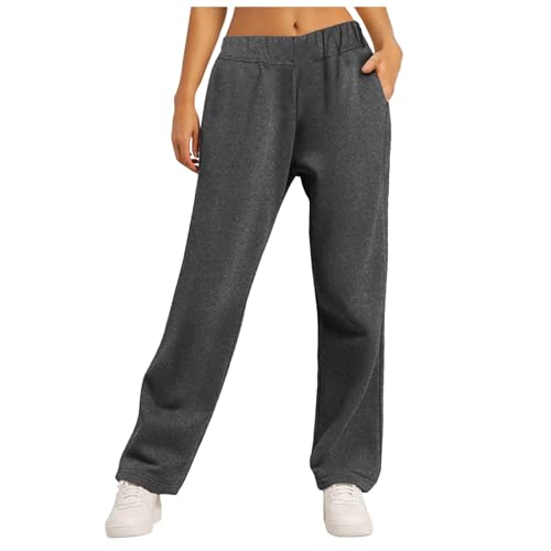 Pantalon de jogging femme contre le froid à taille haute et jambes larges doublé coton