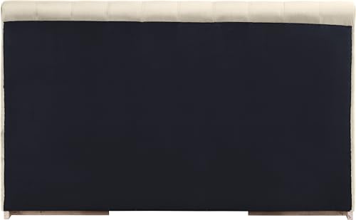 Image of Meridian Furniture AmaraCream-K Collection Modern | Contemporary King Bed, Ultra Luxe Cream 460 GSM Velvet, Natural Finish, Solid Wood Base and Inner Frame, 82.5 inch W x 99 inch D x 51 inch H, Cream, King
