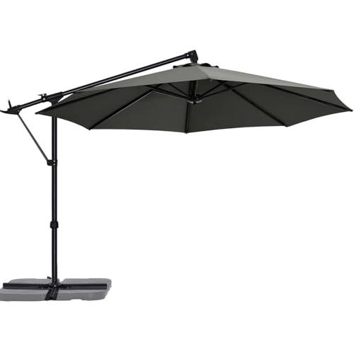 ABCCANOPY 10FT Cantilever Patio Umbrella with Base Stand, Offset Hanging Outdoor Umbrella...