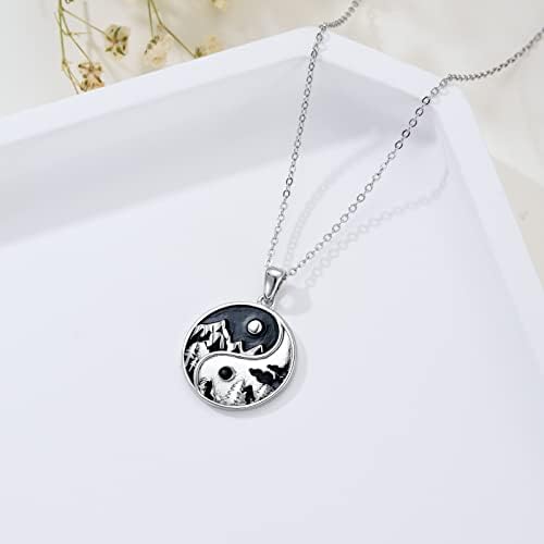 YAFEINI Mountain Pendant Necklace 925 Sterling Silver Mountain Range Camper Gifts Jewelry for Women