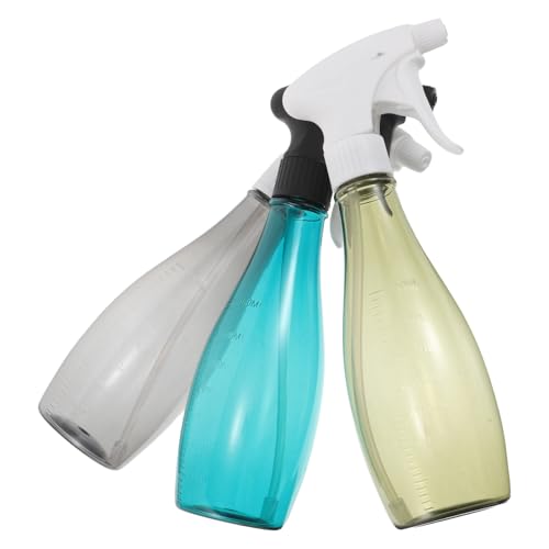 SHERCHPRY Lot de 3 Vaporisateurs pour Coiffeur 500 Ml en Plastique Rechargeable Flacons Pulvérisateurs de Brume Gradués Jaunes Gris et Verts Grand Vaporisateur d'Eau pour Cheveux Usage