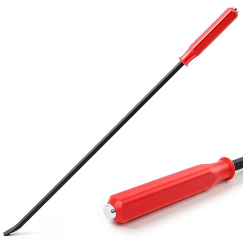 Image of 42 Inch Metal Striking Cap Pry Bar Long Heavy Duty Pry Bar with Mechanic's Handle for Positioning Aligning Prying Iron Worker Tools (Red)