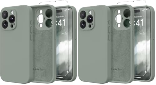 Image of Magnetic for iPhone 13 Pro Case, Compatible with MagSafe, [Full Camera Protection][Screen Protector] Silicone Shockproof Protective Phone Case for iPhone 13 Pro 6.1 inch, Calke Green (Pack of 2)