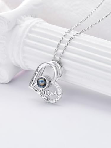 Dorunmo Mother's Day Gift for Women Personalized Photo Projection Necklace 925 Sterling Silver I Love You 100 Languages Pendant Romantic Jewelry Gifts for Women Mom Birthday Anniversary4