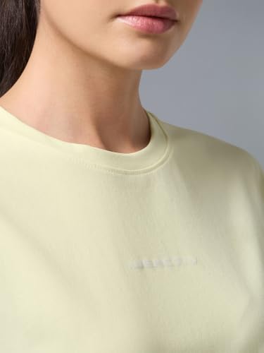 Image of TECHNOSPORT Women's Printed Boxy Fit Round Neck T-Shirt COTFLEX Half Sleeve Slip On Polyester for Gym Yoga Workout UPF50+ Anti Odour