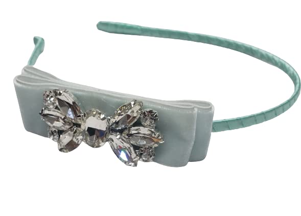 Chic Crystals Velvet Headband, Bow Hair Band, Hair Accessories for Toddlers, Girls, Adults, (Blue)