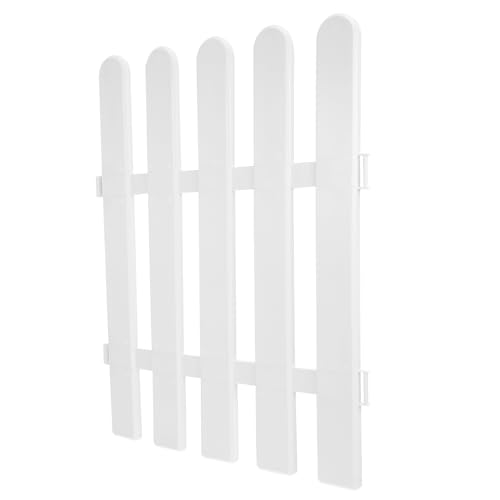 HIAKDOFT Weißer Kunststoff Lattenzaun 50cm Hoch mit Verbindungsclips Wetterfester Gartenzaun für Beete und Wege Modulare Zaunelemente mit Abgerundeten Enden