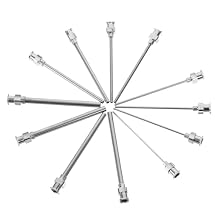 SOLUSTRE Dispensing Needle Set 12 Pack Stainless Steel Precision Blunt Tip Luer Lock Needles 2.40 Inch for Industrial Laboratory Glue Applicator
