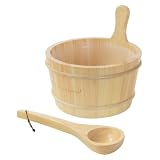 LuxeBath Sauna Zubehör Set, Holzeimer & Saunakelle aus massivem Kiefernholz