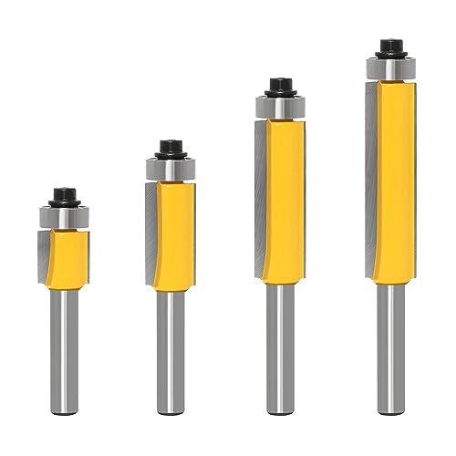 4 Piezas Fresas para Madera Fresa 8mm Fresa Copiadora Router Bit Fresa Recta Herramienta de Corte para Madera para Recortar con Precisión Bordes de Madera al Ras