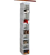 SimpleHouseware 10 Shelves Hanging Shoes Organizer Holder for Closet w/ 10 Pockets, Grey